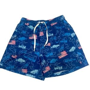 Huk Red White Blue American Flag Trucks Fish Men’s Swim Trunks Size Medium